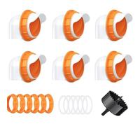 Aihmilcl Mangeoires à poulet à faire soi-même sans déchets - Kit d'alimentation pour poulets - 6 ports - Mangeoire à volaille avec scie cloche pour seaux et bacs - Orange