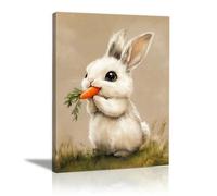 AIHNBF Adorable Bébé Lapin Mangeant Carotte Toile Art Mural pour Chambre d'Enfant, Mignonne Impression Animale pour Salon Chambre Décoration 40 x 60 cm