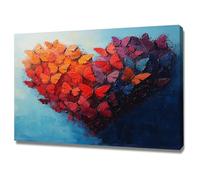 AIHNBF Art Mural Cœur Papillon Abstrait sur Toile pour Salon Chambre, Décoration Vive Impressionniste Amour Animal, Tableau Moderne Texturé Coloré 60 x 90 cm
