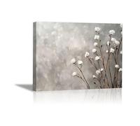 AIHNBF Art Mural Fleur Abstraite Moderne sur Toile Imprimé Floral Blanc Gris Peinture Botanique Minimaliste pour Salon Chambre Bureau Décoration 30 x 45 cm