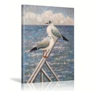 AIHNBF Art Mural Mouettes Sereines Toile Décoration Salon Chambre Salle de Bain - Impression Peinture Oiseau Côtier - Œuvre Paysage Marin Tranquille 40 x 60 cm