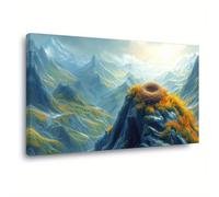 AIHNBF Art Mural Paysage Montagneux Majestueux avec Vue Serene sur la Vallée et Nid d'Oiseau Impression Toile Nature pour Décoration Intérieure Paisible 30 x 45 cm