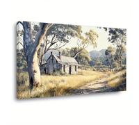 AIHNBF Art Murale Paysage Rustique Ferme Campagne Tableau Cabane Sérénité Nature pour Salon Chambre Bureau Décoration Toile Imprimée 80 x 120 cm