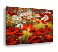 AIHNBF Décoration Murale Toile Champ de Coquelicots Vivant, Peinture Fleur Impressionniste Moderne pour Salon Chambre 30 x 45 cm