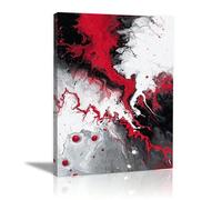 AIHNBF Tableau Abstrait Rouge et Noir Décoration Murale Moderne pour Salon Bureau Peinture sur Toile Fluide Contemporaine Art Énergique et Audacieux pour Maison Appartement 20 x 30 cm