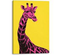 AIHNBF Tableau Girafe Pop Art Impression sur Toile Rose et Jaune Affiche Animalière Moderne Décoration Safari Abstraite pour Salon Chambre Bureau et Couloir 30x45cm