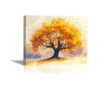 AIHNBF Tableau Toile Arbre d'Automne Vibrant - Impression Paysage Doré Nature pour Salon Chambre Bureau Décoration 50 x 75 cm