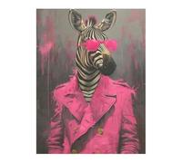 AIHNBF Tableau Toile Zèbre Pop Art Manteau Rose - Impression Murale Moderne Animal pour Salon Chambre 40 x 60 cm