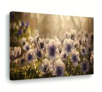 AIHNBF Toile Murale Champ d'Anémones Blanches Impression Botanique Sereine Art Nature pour Salon Chambre Bureau Décor Paysage Floral Doux 30 x 45 cm