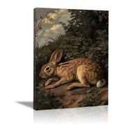 AIHNBF Toile Murale Lapin Vintage Art Animal Sauvage Forêt Nature Tableau pour Salon Chambre Décoration 40 x 60 cm