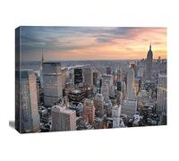 AIHNBF Toile Paysage Urbain New York Skyline Art Imprimé Empire State Building Coucher de Soleil Décor Mural pour Maison Bureau Salon 20 x 30 cm
