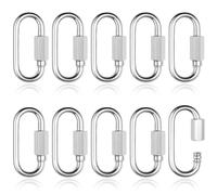 Aihoom 10pcs Petits Mousquetons en Acier Inoxydable 3.5mm avec Vis, Maillons Rapides pour Camping, Randonnée, Hamac, Connecteur Chaîne, Forme D, Argent, Inoxydable, pour Camping et Randonnée