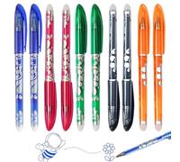Aihoom 10pcs Stylos Gel Effaçables - Stylo Gomme à Encre Effaçable 0.5mm - Effaçables et Réutilisables pour Écriture Précise (Rouge, Noir, Bleu, Vert, Orange)