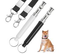 Aihoom 2 pcs Sifflet Ultrason pour Chien, Sifflet Anti Aboiement, Sifflet de Dressage pour Chien avec Lanière, Sifflet Ultrasonique pour Rappel et Stop Aboiements (Noir et Blanc)