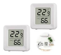 Aihoom 2 pcs Thermomètre Numérique LCD, Hygromètre Sans Fil, Mesure Température et Humidité, Thermomètre Intérieur Extérieur, pour Intérieur, Salon, Bureau, Serre,Chambre Bébé (Blanc)