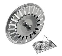 Aihoom 80mm Bouchon d'Évier en Acier Inoxydable, Couvercle de Bonde de Cuisine, Remplacement Universel pour Évier, Filtre à Nourriture et Cheveux, Design Moderne, Compatible 78-81mm