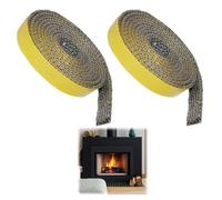 Aihoom Joint de Cheminée Autocollant, 2pcs 3mm x 1cm x 2m, Joint Plat pour Poêle à Bois, Résistant à la Chaleur 550 Degrés Celsius, Accessoires de Protection pour Foyer et Vitre