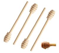 Aihoom Lot de 4 Bâtons à Miel en Bois - Cuillères Mélangeurs pour Miel, Épices et Sucre, Ustensiles de Cuisine, 15 cm, Idéal pour Pot de Miel, Distributeur et Usage Unique