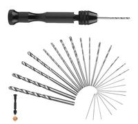 Aihoom MIni Perceuse à Main Twist Drill Bits, 25pcs Forets Hélicoïdaux, Perceuse Manuelle pour Bricolage, Bijoux, Métal, Bois, Sans Fil, Outils Rotatifs pour Adultes, Travail de Précision