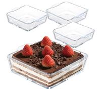AIHSUMC Lot de 4 mini plats à gratin en verre transparent avec poignée 0,5 l - Petit moule à cake en verre empilable - Moules carrés empilables pour four, micro-ondes, lasagnes, tiramisu
