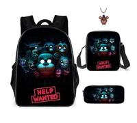 AII Lover Lot de 3 sacs à dos avec porte-clés, 40,6 cm imprimé 3D dessin animé, sac à déjeuner haute capacité, cartable pour garçon et fille., C, 16.5in