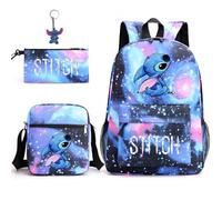 AII Lover Lot de 3 sacs à dos avec porte-clés, 43,2 cm avec motif dessin animé, sac à déjeuner haute capacité, cartable pour garçon et fille., D, 10in