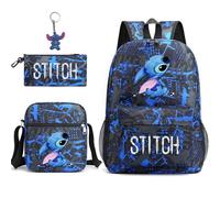 AII Lover Lot de 3 sacs à dos avec porte-clés, 43,2 cm avec motif dessin animé, sac à déjeuner haute capacité, cartable pour garçon et fille., a, 10in