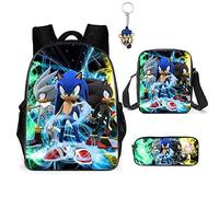 AII Lover Lot de 3 sacs à dos hérisson avec trousse à crayons, 40,6 cm, impression 3D de dessin animé, sac à dos pour ordinateur portable (A)