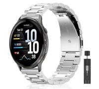 AiiBowy 22mm Bracelet Compatible avec Garmin Venu 4 45mm/Venu 3 45mm/Forerunner 570 47mm/265/255/255 Music, Bracelet Métal en Acier Inoxydable pour Garmin vivoactive 4 Argenté