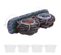 AIICIOO Bol double pour nourriture pour reptiles et vignes avec 4 bols d'angle pour lézard, serpent, dragon, grenouille, tortue
