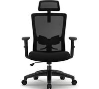 Aiidoits Chaise Bureau Ergonomique, Chaise de Bureau, Fauteuil de Bureau 150kg, Siège avec Le Support Lombaire Réglable, Appui-tête et Accoudoirs Ajustables, Confortable Coussin Assise 8cm