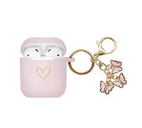 AIIEKZ Compatible avec Coque AirPods 2 & 1, Coque en Silicone Souple avec Motif Cœur Doré pour AirPods 2ème Génération et Airpods 1ère Génération (Or Rose)