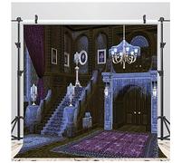 AIIKES 10x10FT Halloween Fond Halloween Maison Hantée Fond Photographie Toile D'araignée Rétro Escaliers Effrayant Fond Fond Enfants Bébé Sdulte Portrait Photographie Studio Accessoires 12-343