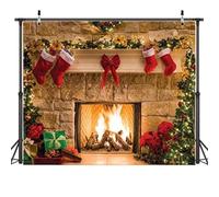 AIIKES 10x8FT Joyeux Noël Toile De Fond Arbre Chaussette Cadeau Famille Décorations De Fête Décors Bonne Année Noël Cheminée Thème Photographie Fond Photos Bannière Studio Décor Booth Props 11-209