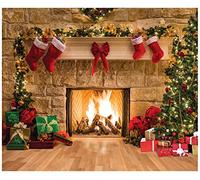 AIIKES 12x10FT Joyeux Noël Toile De Fond Arbre Chaussette Cadeau Famille Décorations De Fête Décors Bonne Année Noël Cheminée Thème Photographie Fond Photos Bannière Studio Décor Booth Props 11-209