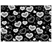 AIIKES 7x5FT Fond de Photographie Coeur Noir Fond de Décoration de Fête des Années 90 Fond de Saint Valentin Fond de Décoration de Fête d'anniversaire Scintillant de Coeur 12-649