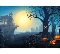 AIIKES 7x5FT Halloween Toile de Fond Horreur Arbre Citrouille Château Lune Backdrops Bébé Portrait Photographie Fond Famille Fête Décoration Nouveau-Né Douche Arrière-Plans Photos Props Studio 11-738