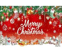 AIIKES 7x5FT Joyeux Noël Fond Photos de Noël Fond Rouge Hiver Noël Réveillon du Nouvel an Home Party Décoration Fond XY75