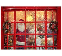 AIIKES 7x5FT Noël Photographie Fond Joyeux Toile de Fond Bonne Année Vacances Le Père Noël Fenêtre Elk Renne Cadeau Guirlande Arrière-Plans Studio Props 11-708