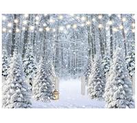 AIIKES 7x5FT Toile de Fond de Paysage de Neige de Noël Forêt d'hiver Pays des Merveilles Fond de Noël Forêt de Cèdre Blanc Photographie de Fond Fête d'hiver Décor Fond XY113