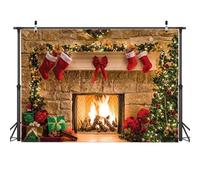 AIIKES 8x6FT Joyeux Noël Toile De Fond Arbre Chaussette Cadeau Famille Décorations De Fête Décors Bonne Année Noël Cheminée Thème Photographie Fond Photos Bannière Studio Décor Booth Props 11-209