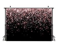 AIIKES 8x6FT Or Rose et Noir Bokeh Photographie Toile de Fond Or Rose et Noir Paillettes Toile de Fond Mariage Fête d'anniversaire Photo Toile de Fond Studio Props 11-893