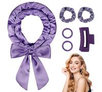 AIIQESBT Lot de 6 bigoudis sans chaleur pour la nuit, 177,8 cm en satin sans chaleur, cheveux longs avec pompon et clip, pour petite amie, épouse, mère, femme professionnelle, amis - Violet