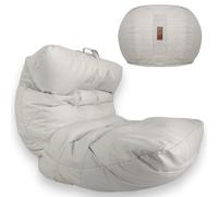 Aiire Fauteuil Pouf Exterieur avec Repose Pieds - Pouffe Géant Moderne XXL Adulte ou Ado avec Remplissage pour Jardin et Piscine - Gros Bean Bag XXL ou Coussin de Sol Beige