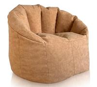 Aiire Fauteuil Pouf Salon Moderne - Canapé Pouffe Géant Interieur Adulte ou Ado avec Remplissage pour Décoration de la Chambre - Gros Bean Bag XXL ou Coussin de Sol Beige