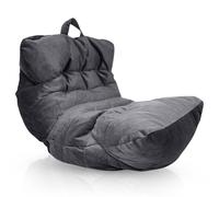 Aiire Fauteuil Pouf Salon Moderne - Pouffe Géant Interieur Adulte ou Ado avec Remplissage pour Décoration de la Chambre - Gros Bean Bag XXL ou Coussin de Sol en Velours Gris Foncé