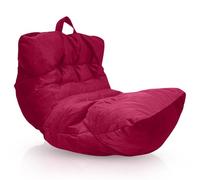 Aiire Fauteuil Pouf Salon Moderne - Pouffe Géant Interieur Adulte ou Ado avec Remplissage pour Décoration de la Chambre - Gros Bean Bag XXL ou Coussin de Sol en Velours Rouge