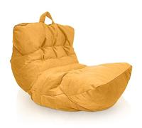 Aiire Fauteuil Pouf Salon Moderne - Pouffe Géant Interieur Adulte ou Ado avec Remplissage pour Décoration de la Chambre - Gros Bean Bag XXL ou Coussin de Sol en Velours Jaune