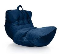 Aiire Fauteuil Pouf Salon Moderne - Pouffe Géant Interieur Adulte ou Ado avec Remplissage pour Décoration de la Chambre - Gros Bean Bag XXL ou Coussin de Sol en Velours Bleu
