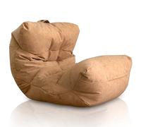 Aiire Fauteuil Pouf Salon Moderne - Pouffe Géant Interieur Adulte ou Ado avec Remplissage pour Décoration de la Chambre - Gros Bean Bag XXL ou Coussin de Sol Beige Doré
